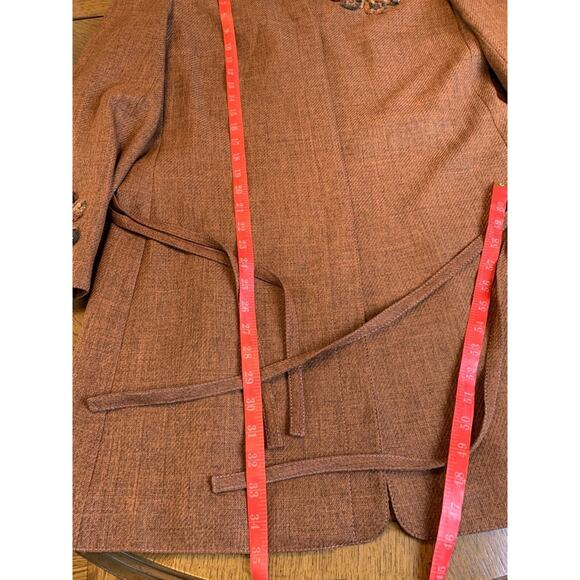 JOHN MEYER BROWN LONG LINE PANT SUIT BEADED EMBROIDERED SIZE 10 - Picture 11 of 16